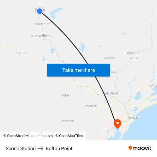 Scone Station to Bolton Point map