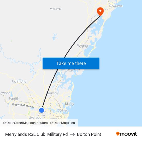 Merrylands RSL Club, Military Rd to Bolton Point map