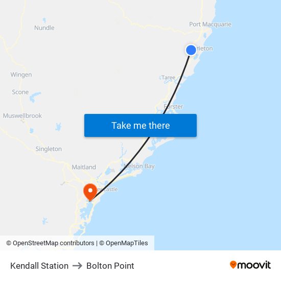 Kendall Station to Bolton Point map