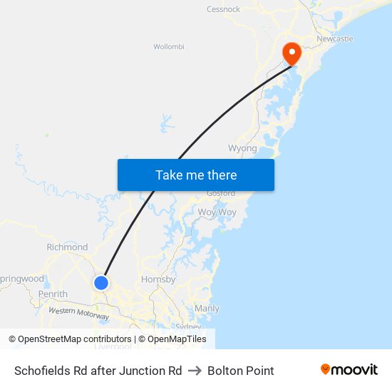 Schofields Rd after Junction Rd to Bolton Point map