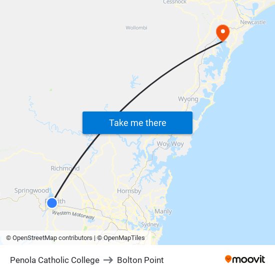 Penola Catholic College to Bolton Point map