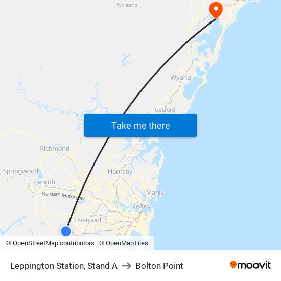 Leppington Station, Stand A to Bolton Point map