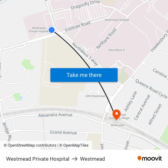 Westmead Private Hospital to Westmead map