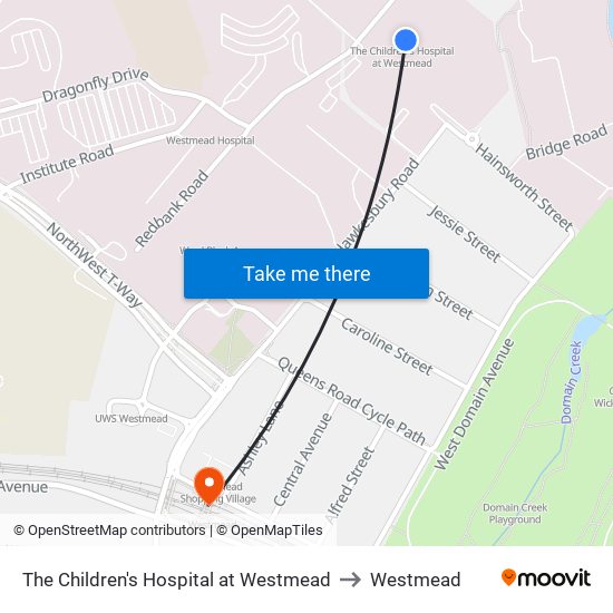 The Children's Hospital at Westmead to Westmead map