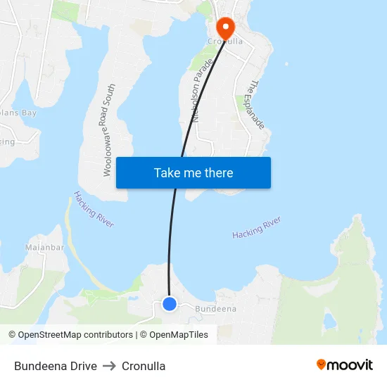 Bundeena Drive to Cronulla map