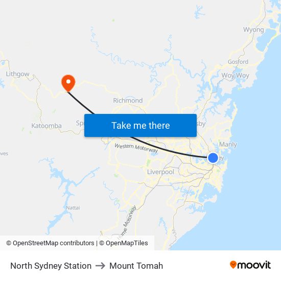 North Sydney Station to Mount Tomah map