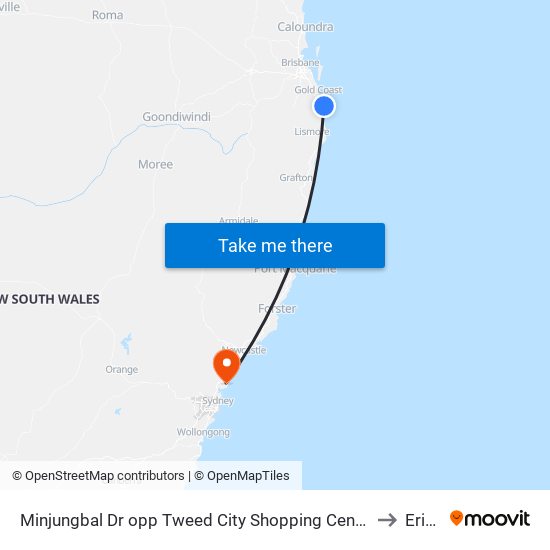 Minjungbal Dr opp Tweed City Shopping Centre to Erina map