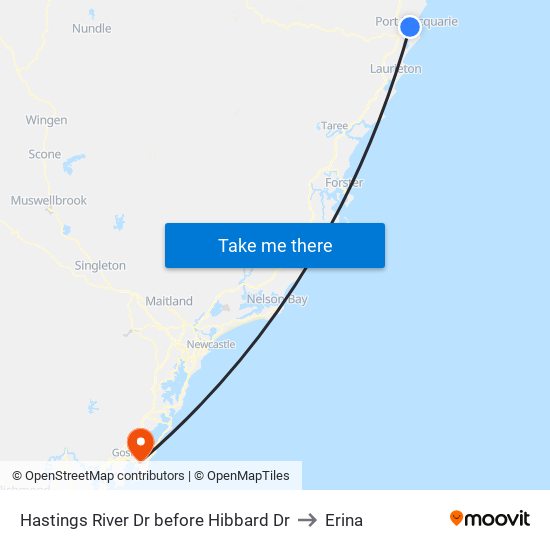 Hastings River Dr before Hibbard Dr to Erina map
