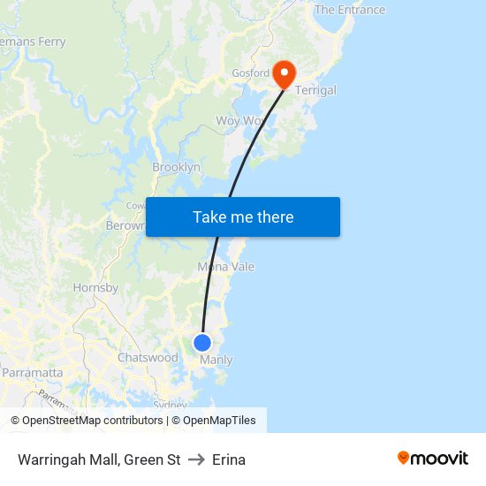 Warringah Mall, Green St to Erina map