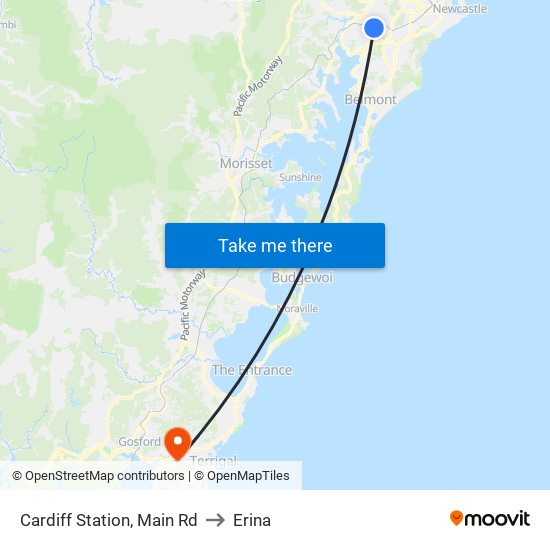 Cardiff Station, Main Rd to Erina map