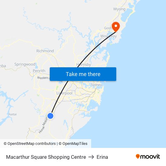 Macarthur Square Shopping Centre to Erina map