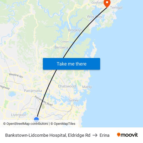 Bankstown-Lidcombe Hospital, Eldridge Rd to Erina map
