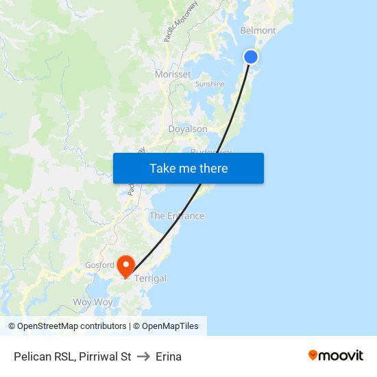 Pelican RSL, Pirriwal St to Erina map