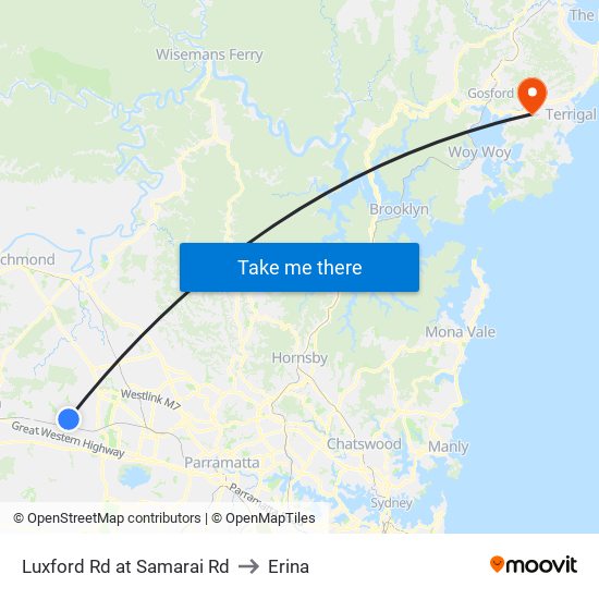 Luxford Rd at Samarai Rd to Erina map