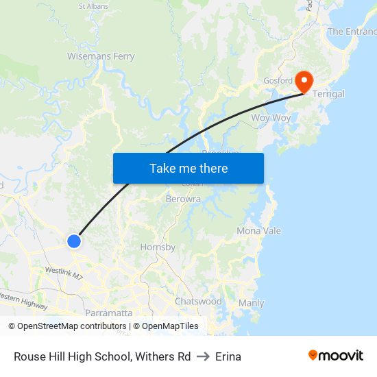 Rouse Hill High School, Withers Rd to Erina map