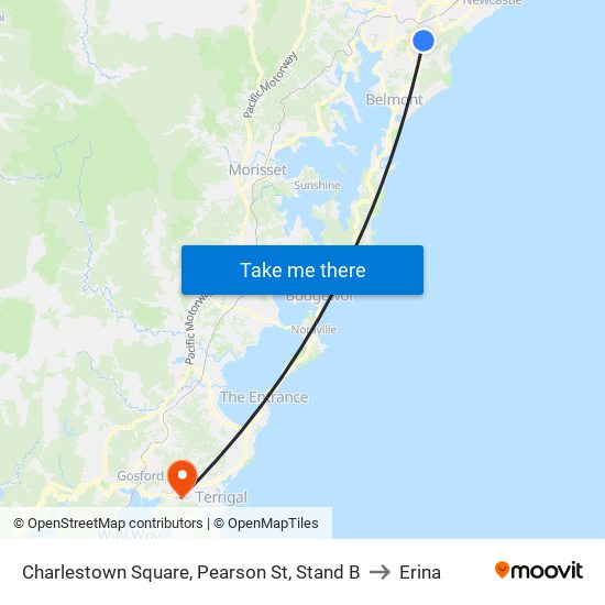 Charlestown Square, Pearson St, Stand B to Erina map