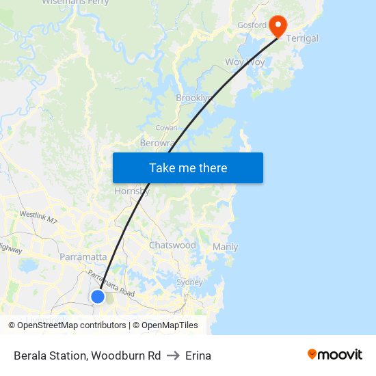 Berala Station, Woodburn Rd to Erina map