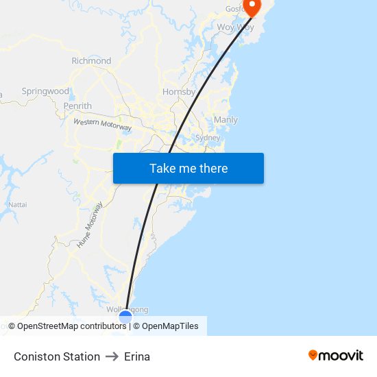 Coniston Station to Erina map