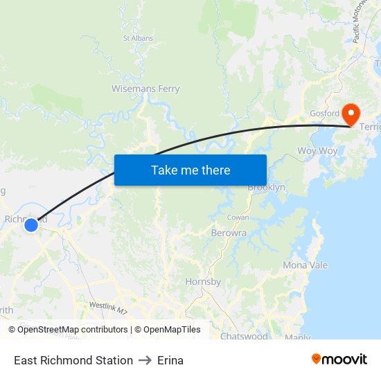 East Richmond Station to Erina map