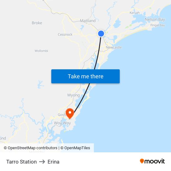 Tarro Station to Erina map