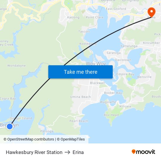 Hawkesbury River Station to Erina map