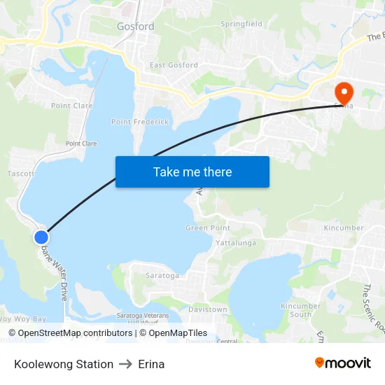 Koolewong Station to Erina map