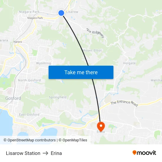 Lisarow Station to Erina map