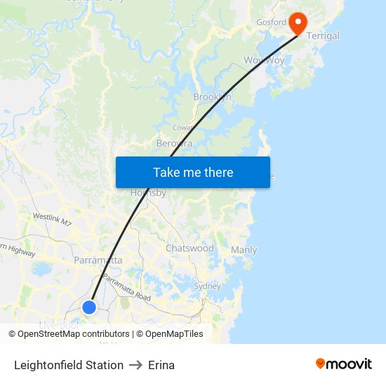 Leightonfield Station to Erina map