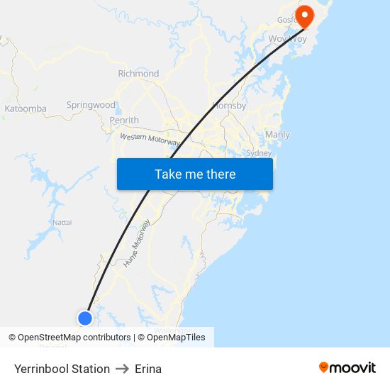 Yerrinbool Station to Erina map