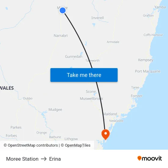 Moree Station to Erina map