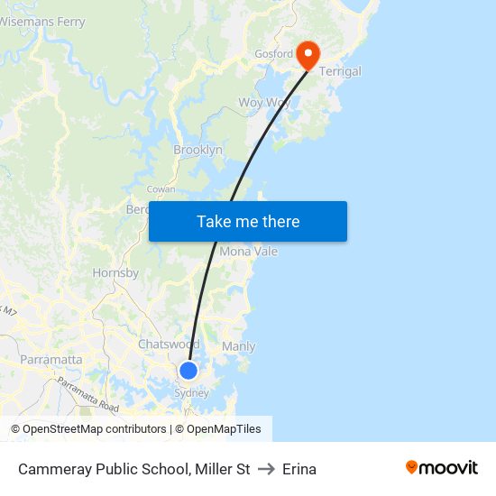 Cammeray Public School, Miller St to Erina map