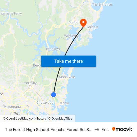 The Forest High School, Frenchs Forest Rd, Stand D to Erina map