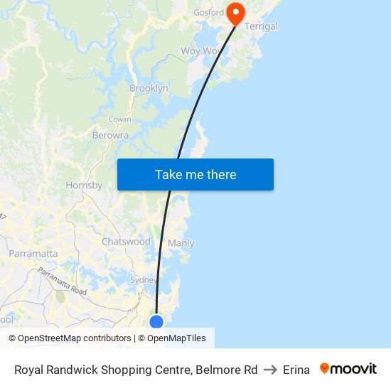 Royal Randwick Shopping Centre, Belmore Rd to Erina map