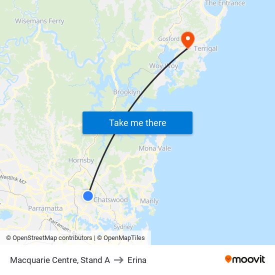 Macquarie Centre, Stand A to Erina map