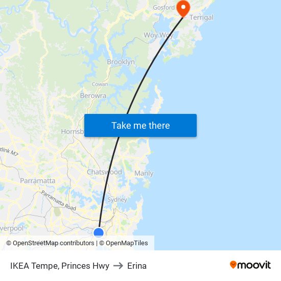 IKEA Tempe, Princes Hwy to Erina map