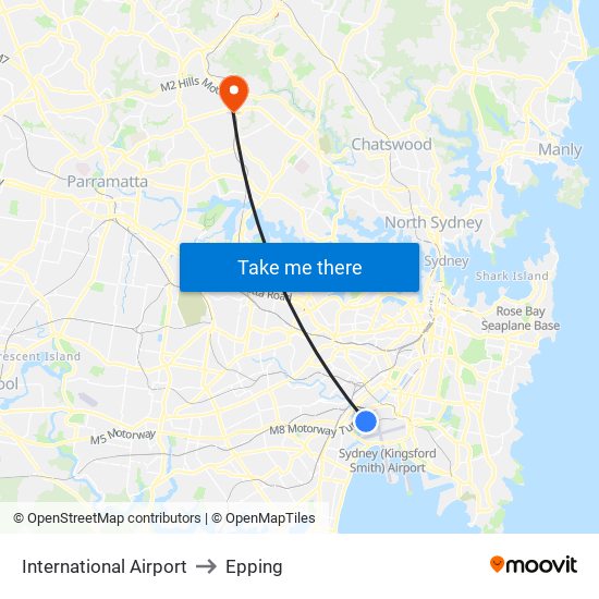 Airport - International to Epping map