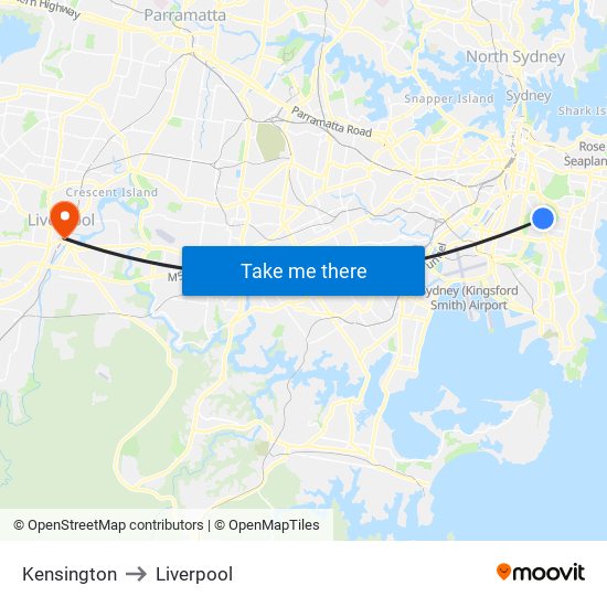 Kensington to Liverpool map