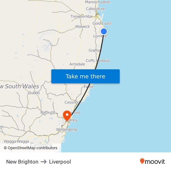 New Brighton to Liverpool map