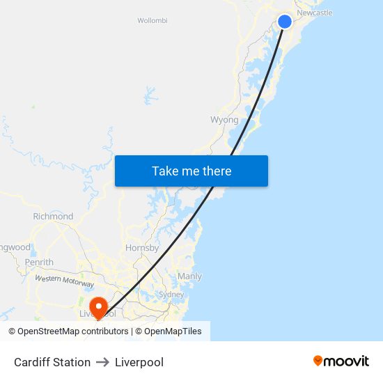 Cardiff Station to Liverpool map