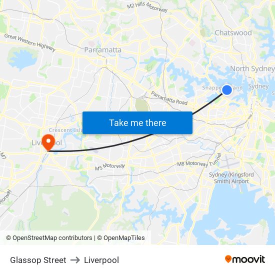 Glassop Street to Liverpool map