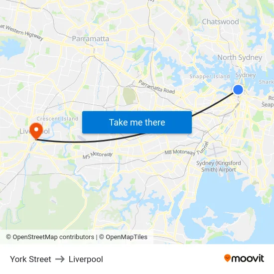 York Street to Liverpool map