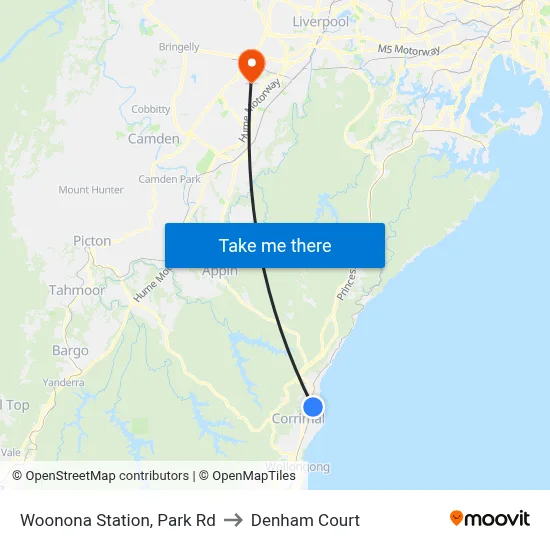 Woonona Station, Park Rd to Denham Court map