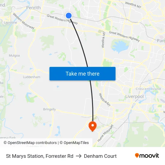 St Marys Station, Forrester Rd to Denham Court map