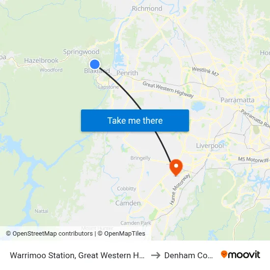 Warrimoo Station, Great Western Hwy to Denham Court map
