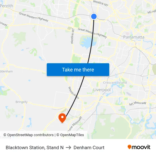 Blacktown Station, Stand N to Denham Court map