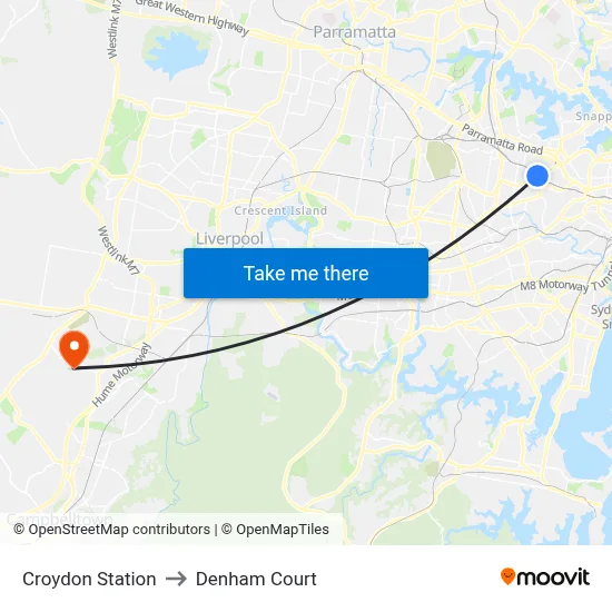 Croydon Station to Denham Court map
