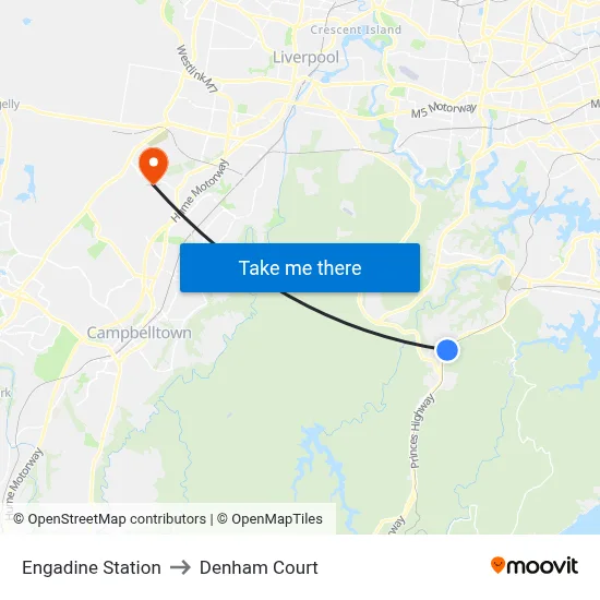 Engadine Station to Denham Court map