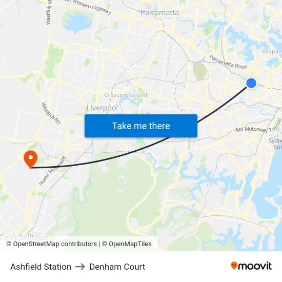 Ashfield Station to Denham Court map