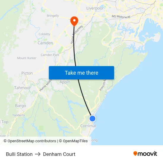 Bulli Station to Denham Court map