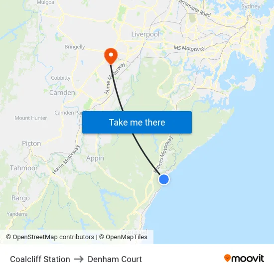 Coalcliff Station to Denham Court map